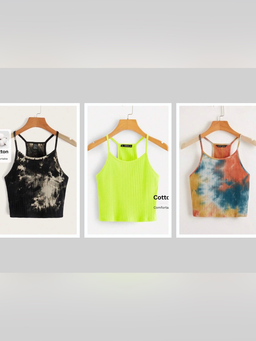 🔥 3 Ribbed Cropped Cami Tops